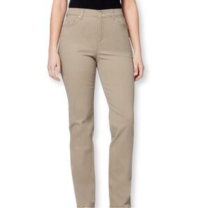 Gloria Vanderbilt Amanda Tan Khaki Straight Leg Denim Pants Womens SZ 12L